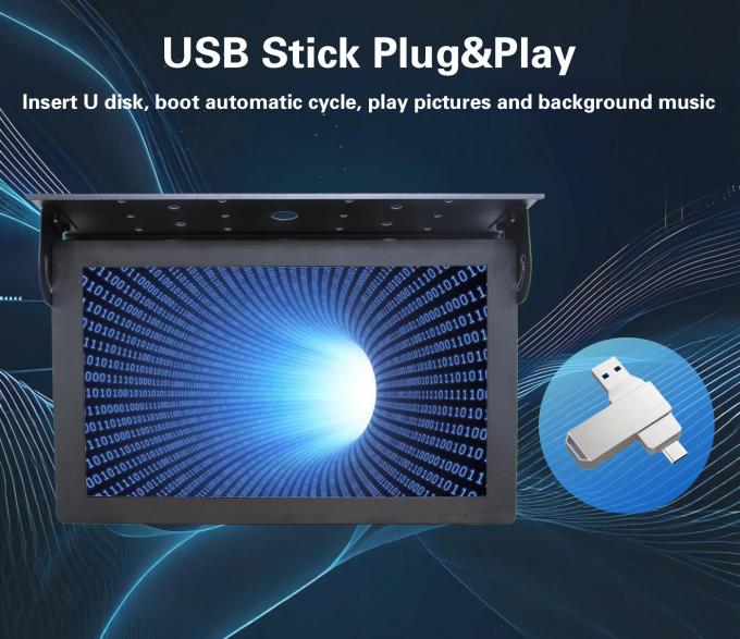 Display digitale per autobus LCD con montaggio a soffitto da 21,5 pollici Android 7.1, server cloud gratuito, 1G+32G Wifi, ascensore, wayfinding, istruzione 1