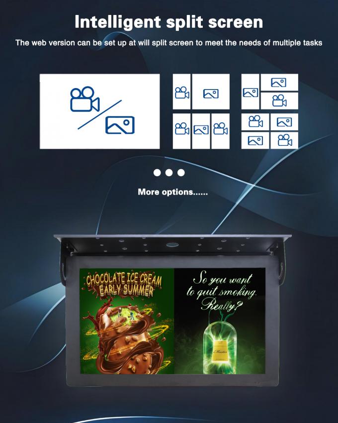 Display digitale per autobus LCD con montaggio a soffitto da 21,5 pollici Android 7.1, server cloud gratuito, 1G+32G Wifi, ascensore, wayfinding, istruzione 3