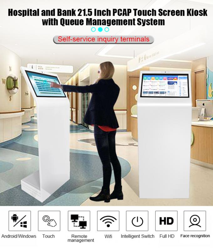 21.5" All-in-One Self-Service Touch Screen Kiosk per ospedali Banche Finanza con sistema informativo automatico di coda e query 2