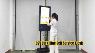 Chiosco self service blu scuro da 32 pollici con scanner di codici QR