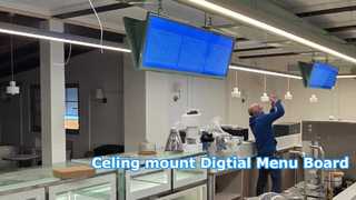 Display da barra LCD Android da 49,5 pollici 4K per montaggio a soffitto con CMS e server cloud gratuiti