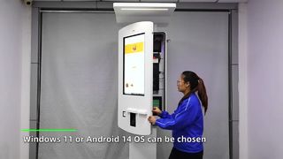 Chiosco per autoordinazioni da esterno da 32 pollici con striscia luminosa a LED e tettoia antipioggia