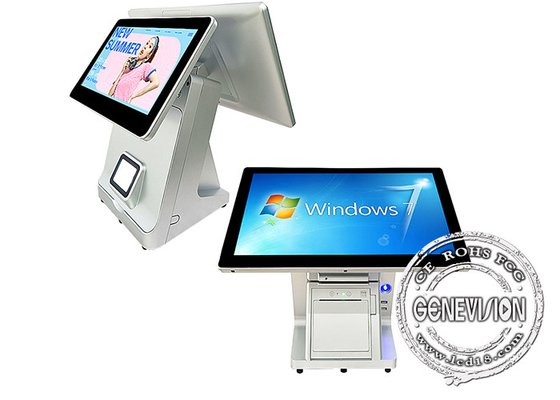 Sistema doppio di posizione dello schermo di Windows del supermercato 15,6» con lo stampatore Scanner