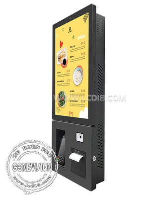 24&quot; Black Wall Mount Self-Service Terminal Printer QR Code Scanner POS Touch Screen Chiosco di pagamento