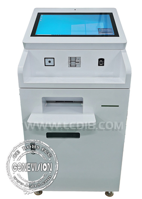 Chiosco bancario automatico self-service con touch screen da 32 pollici, stampante termica su carta A4 e scanner QR code