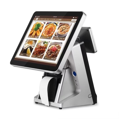 Sistema doppio di posizione dello schermo di Windows del supermercato 15,6» con lo stampatore Scanner