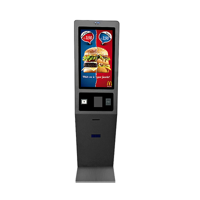27 pollici di pavimento Standing self-service Ordina chiosco fast food con LED Light Strip Decorazione