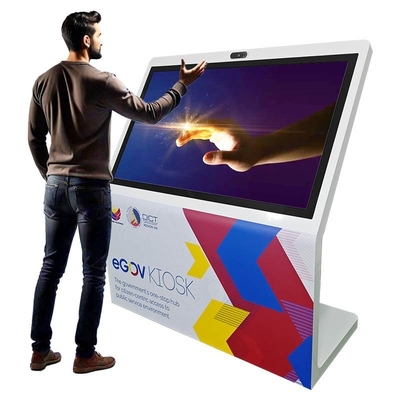 Display touch vertical di tipo L con telecamera e microfono per conferenze ed eventi