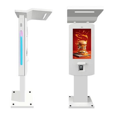 Chioschi self-order PCAP per esterni da 32 pollici, resistenti alle intemperie, configurati con tettuccio opzionale e striscia LED