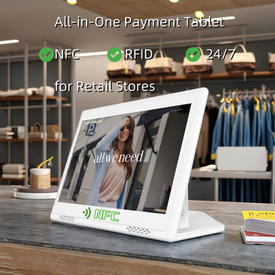 PC Android All-in-one personalizzato da 10,1 pollici con touchscreen capacitivo, NFC/RFID e RJ45 per il chiosco al dettaglio