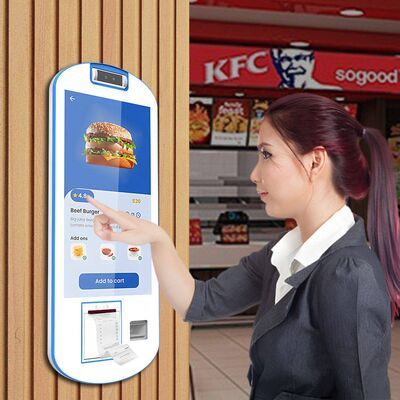 Ristorante KFC 21.5 Inch Arc Touch Screen POS Fast Food Sistema di ordinazione self-service Terminal Machine Kiosk di pagamento