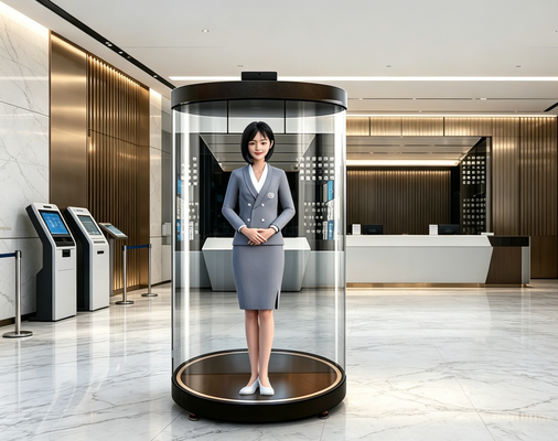 3D Holographic AI Digital Human Reception Robot Interactive Voice Wakeup Speech Recognition Guide Robot per il Mall Bank Airport Lobby