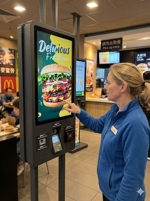 32 pollici Automatic Cashless Payment Self-Service Kiosk ∙ Fast Food & QSR Ordering Terminal Per Burger & Fried Chicken Shop