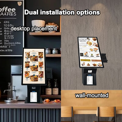 24 pollici Desktop Wall Mount Self Payment Kiosk con scanner di codice QR e termografo POS Terminal di pagamento